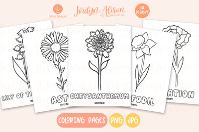 Birth Month Flower Coloring Pages