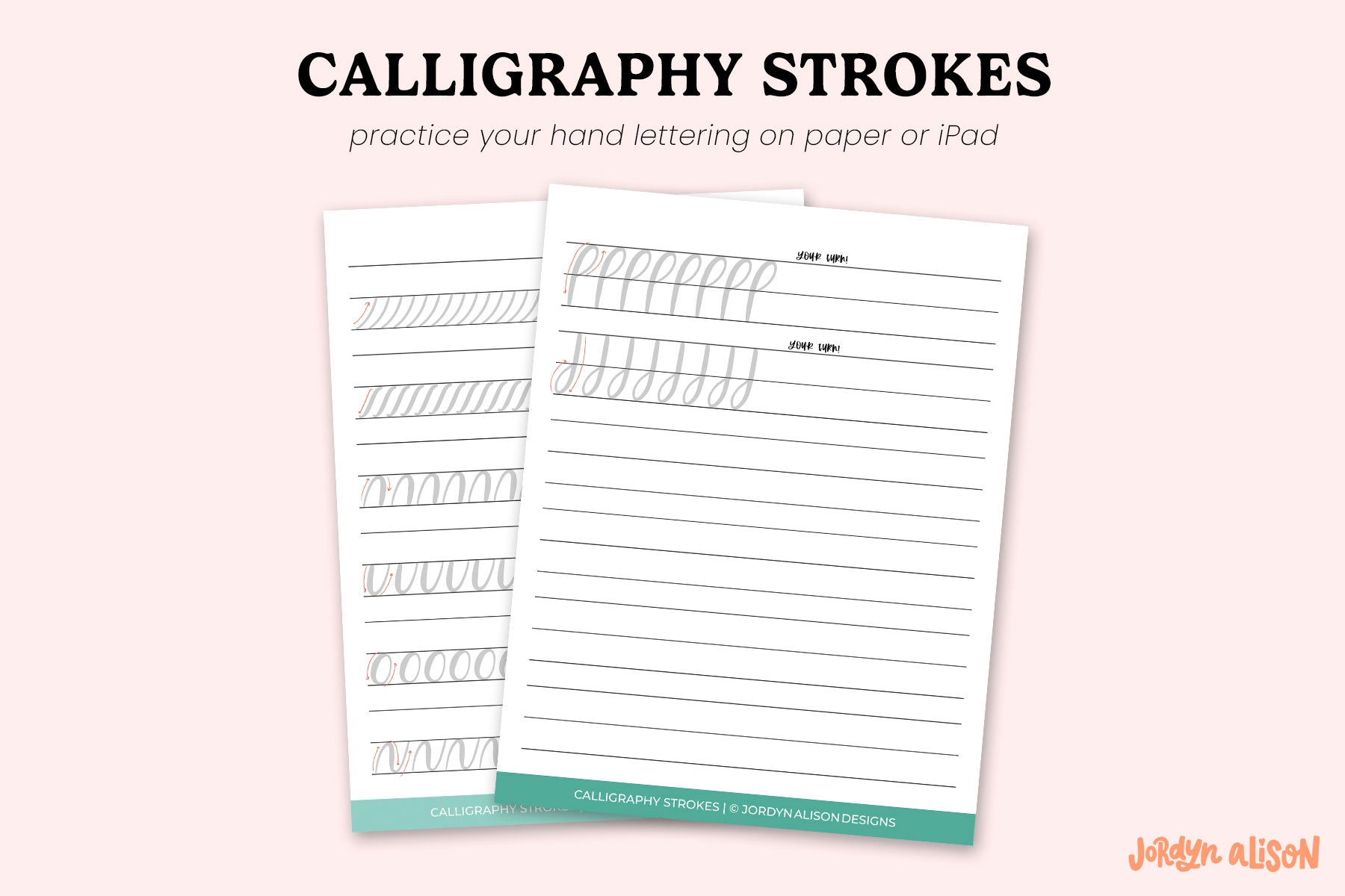 Calligraphy Strokes | Hand Lettering Practice Worksheet ...