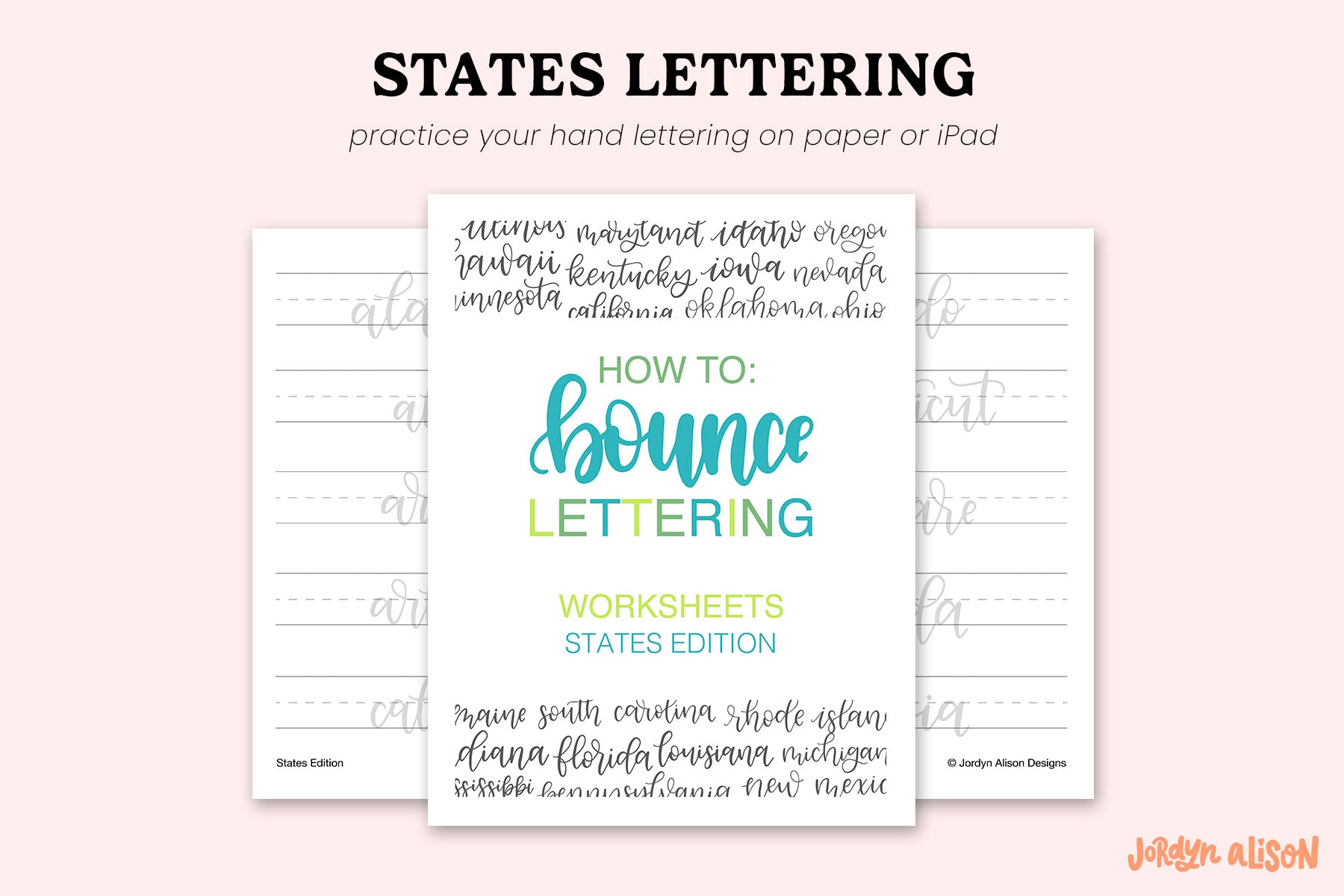 50 States Lettering Worksheets Printable | Practice Sheets ...