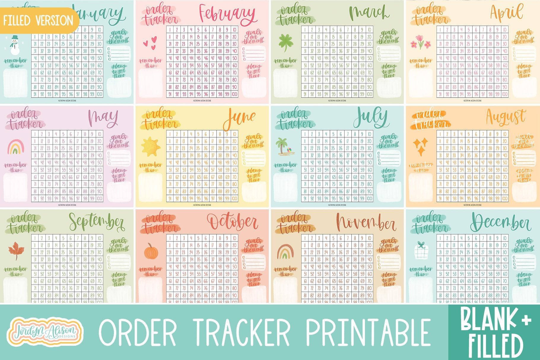 Monthly Order Tracker Printable