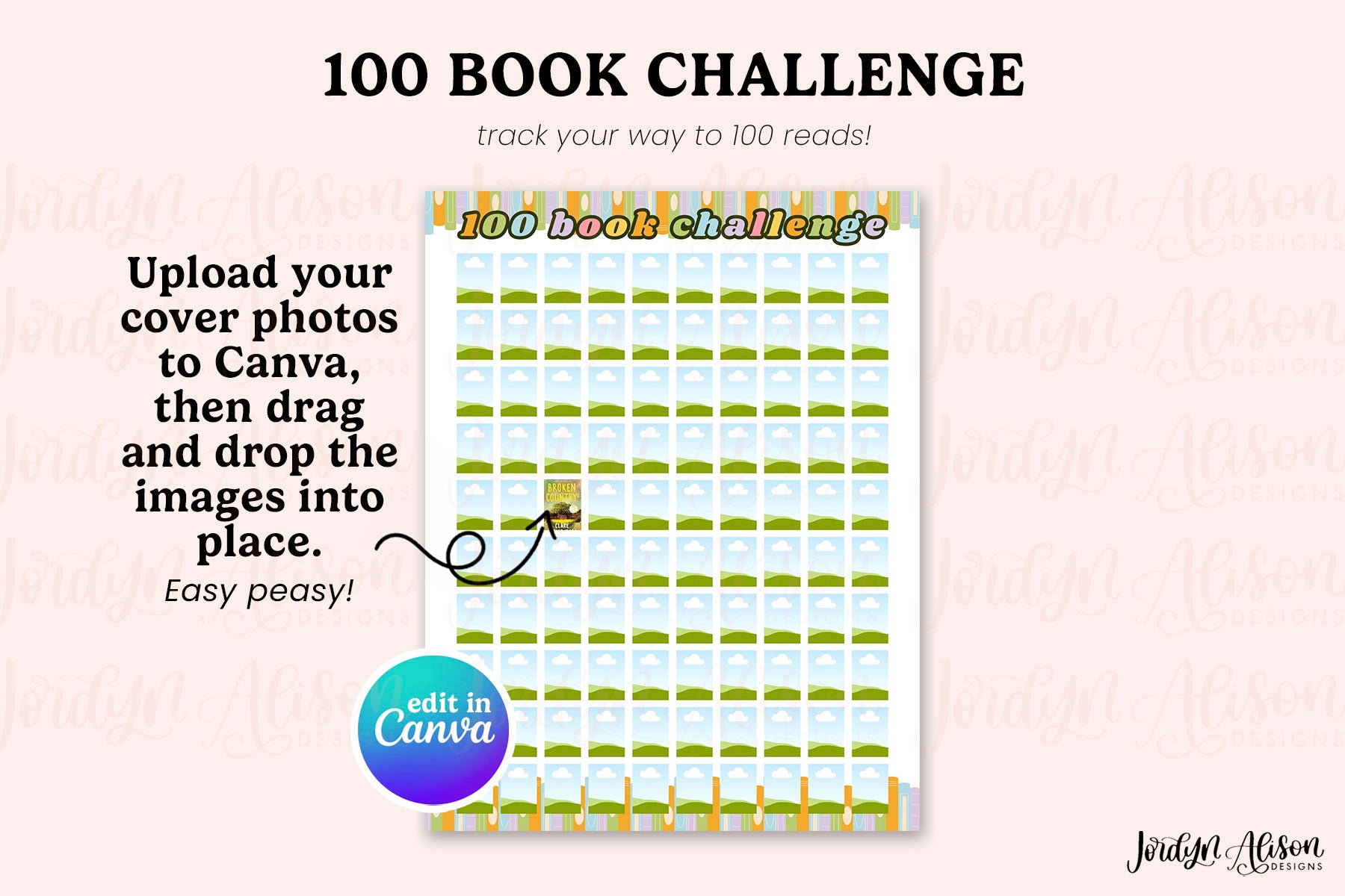 100 Books Reading Challenge (Canva Template)