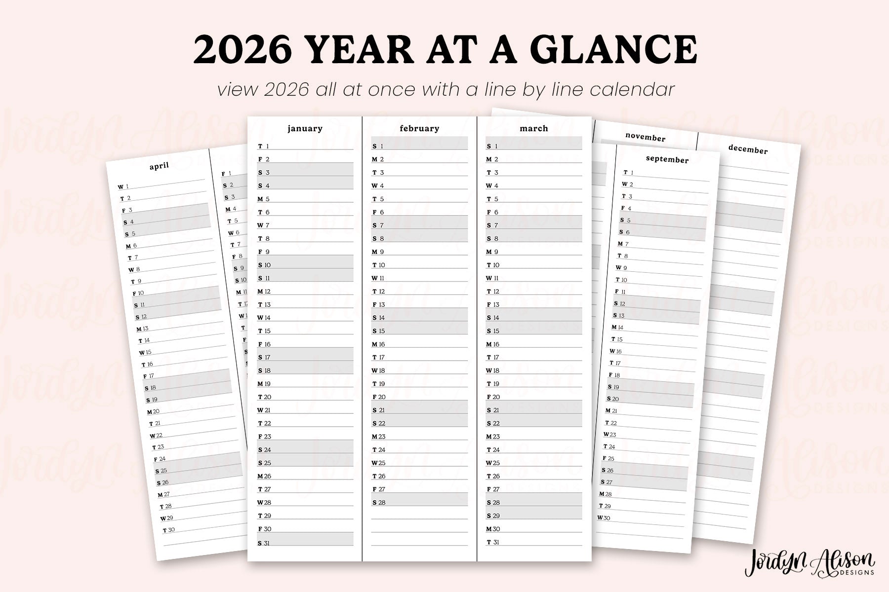 2026 Year at a Glance Printable