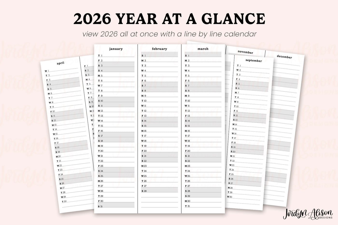 2026 Year at a Glance Printable