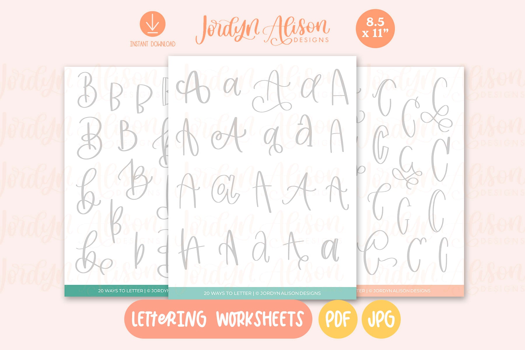20 Ways to Letter | Hand Lettering Practice Worksheets ...