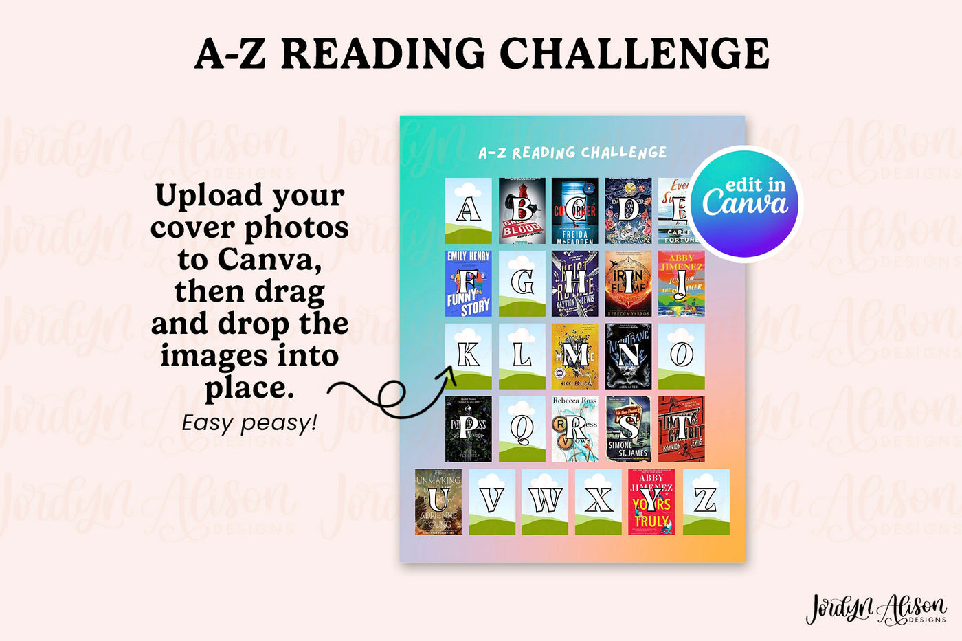 AZ Reading Challenge Canva Template JordynAlisonDesigns
