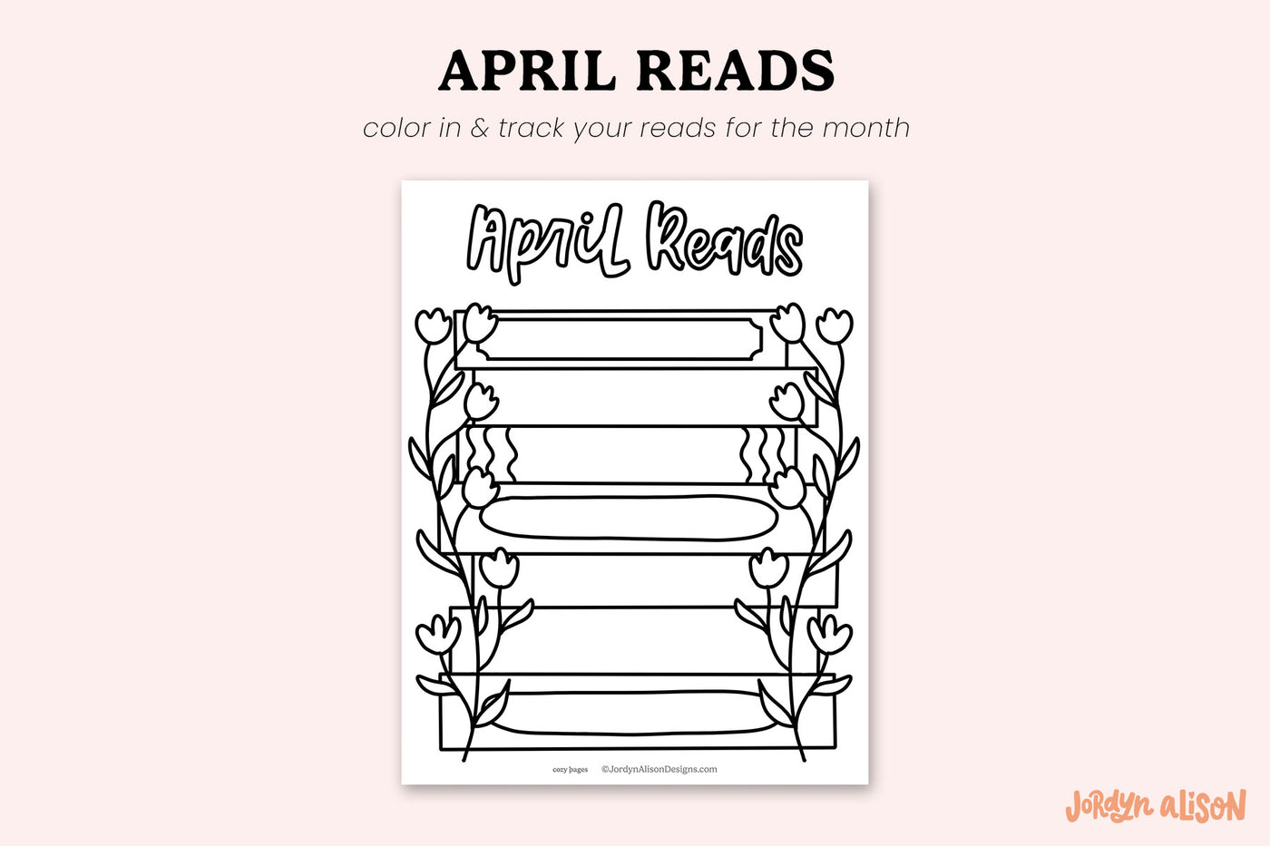April Reads Printable | Monthly Book Tracker – JordynAlisonDesigns