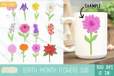 Birth Month Flower Sublimation