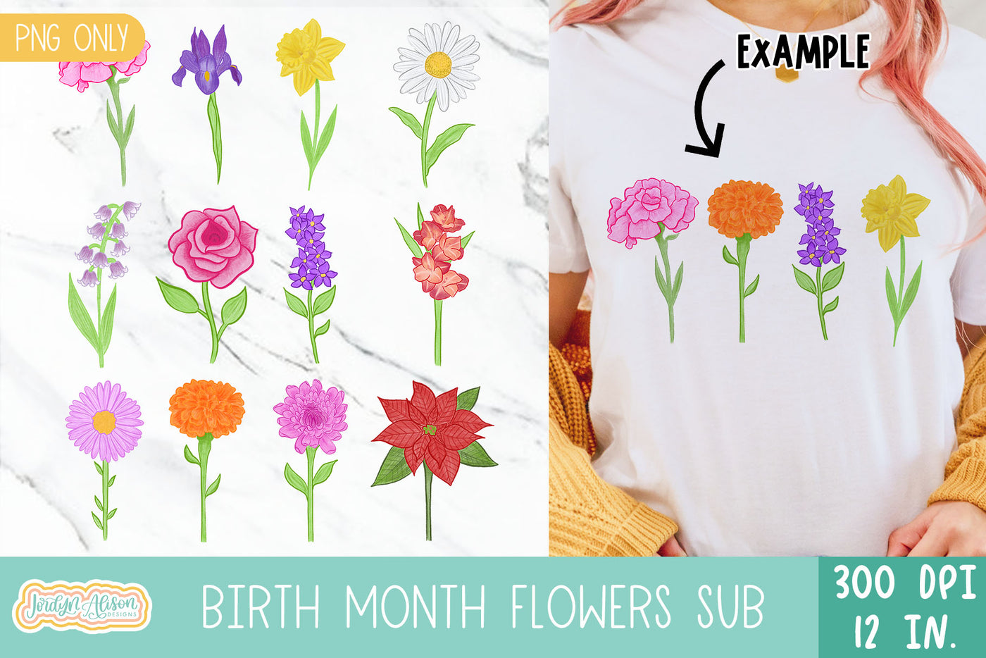 Birth Month Flower Sublimation
