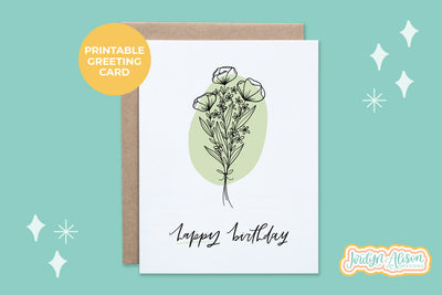 Floral Blob Birthday Printable Card