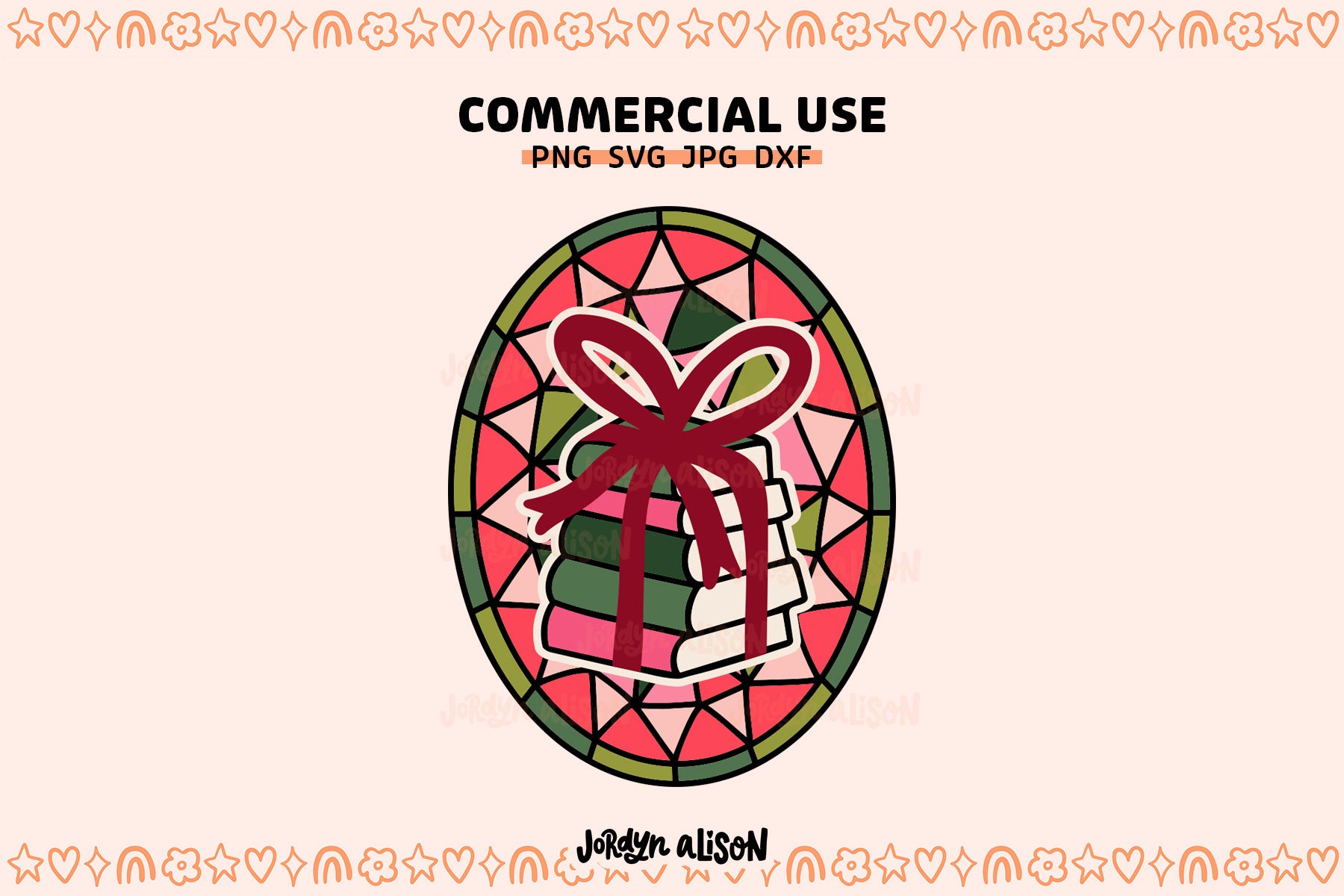 Christmas Books Stained Glass SVG