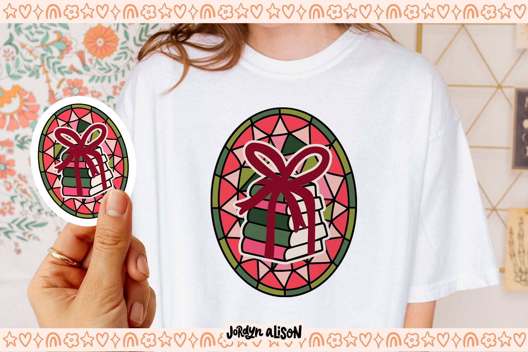 Christmas Books Stained Glass SVG