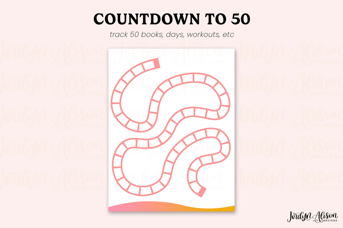 Printable Countdown Graph 50 Countdown to 50 Printable | Habit Tracker with 50 Spaces ...