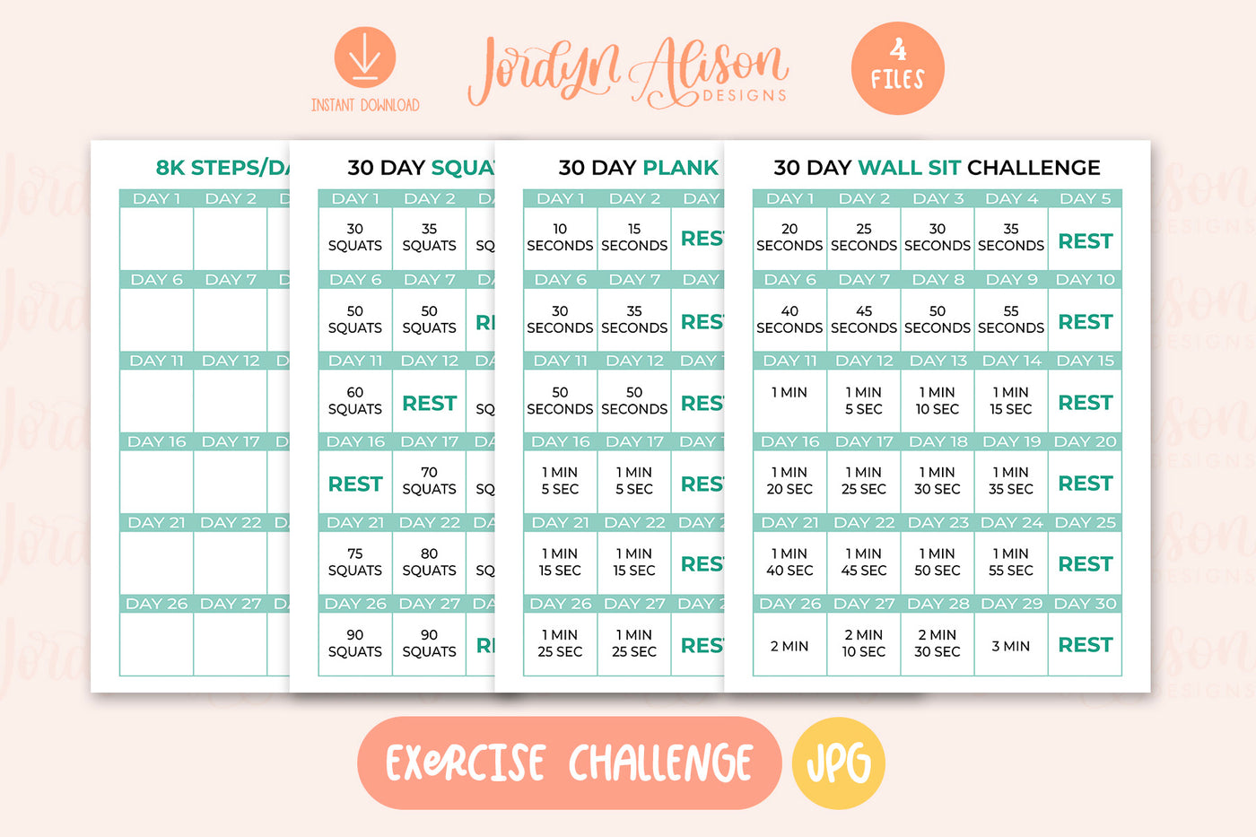 30 Day Exercise Challenge Printable Great for Beginners 30 Day Exercise Challenge Printable Great for Beginners