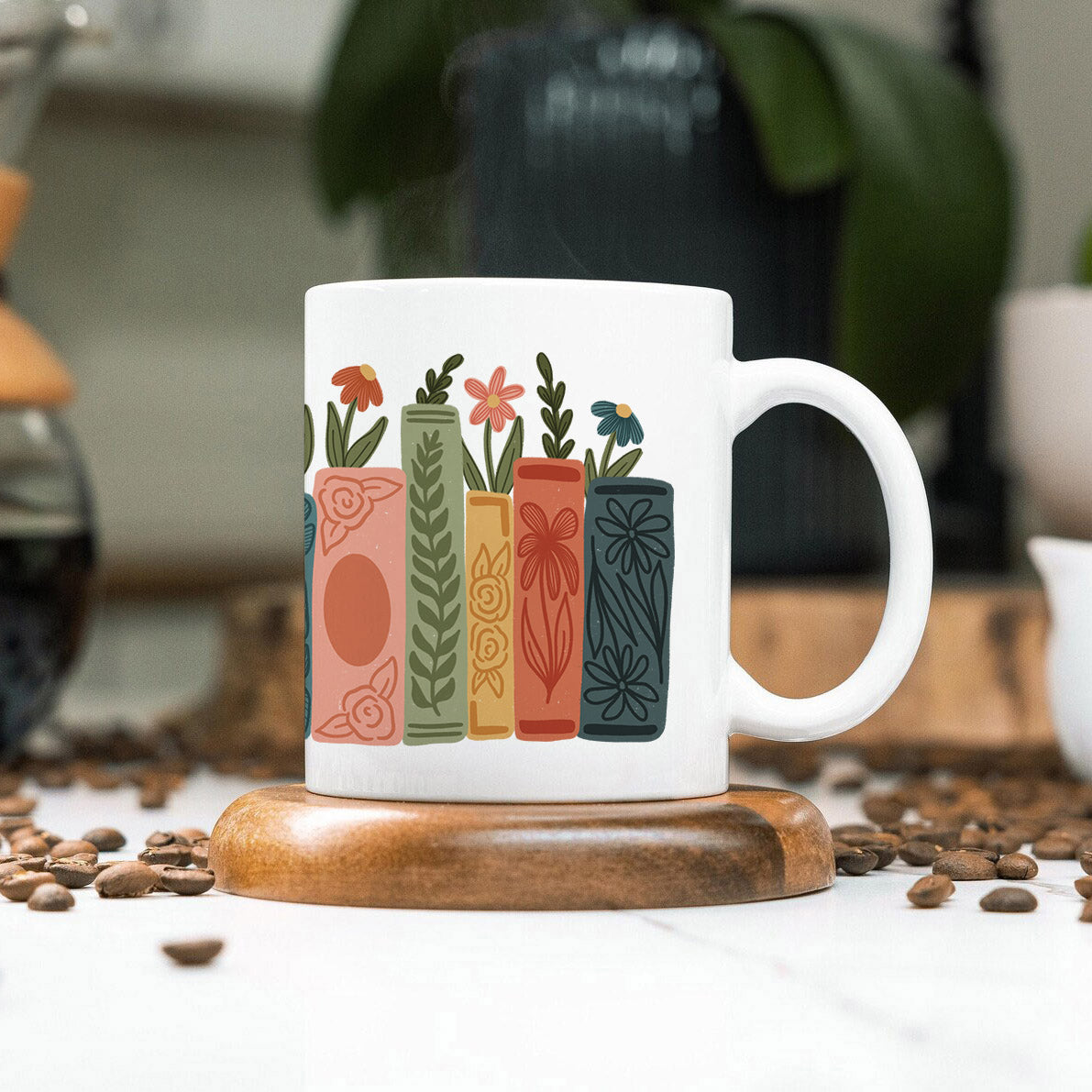 Floral Book Stack Mug