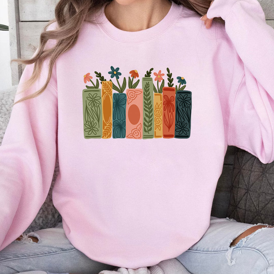 Floral Book Stack Sweatshirt