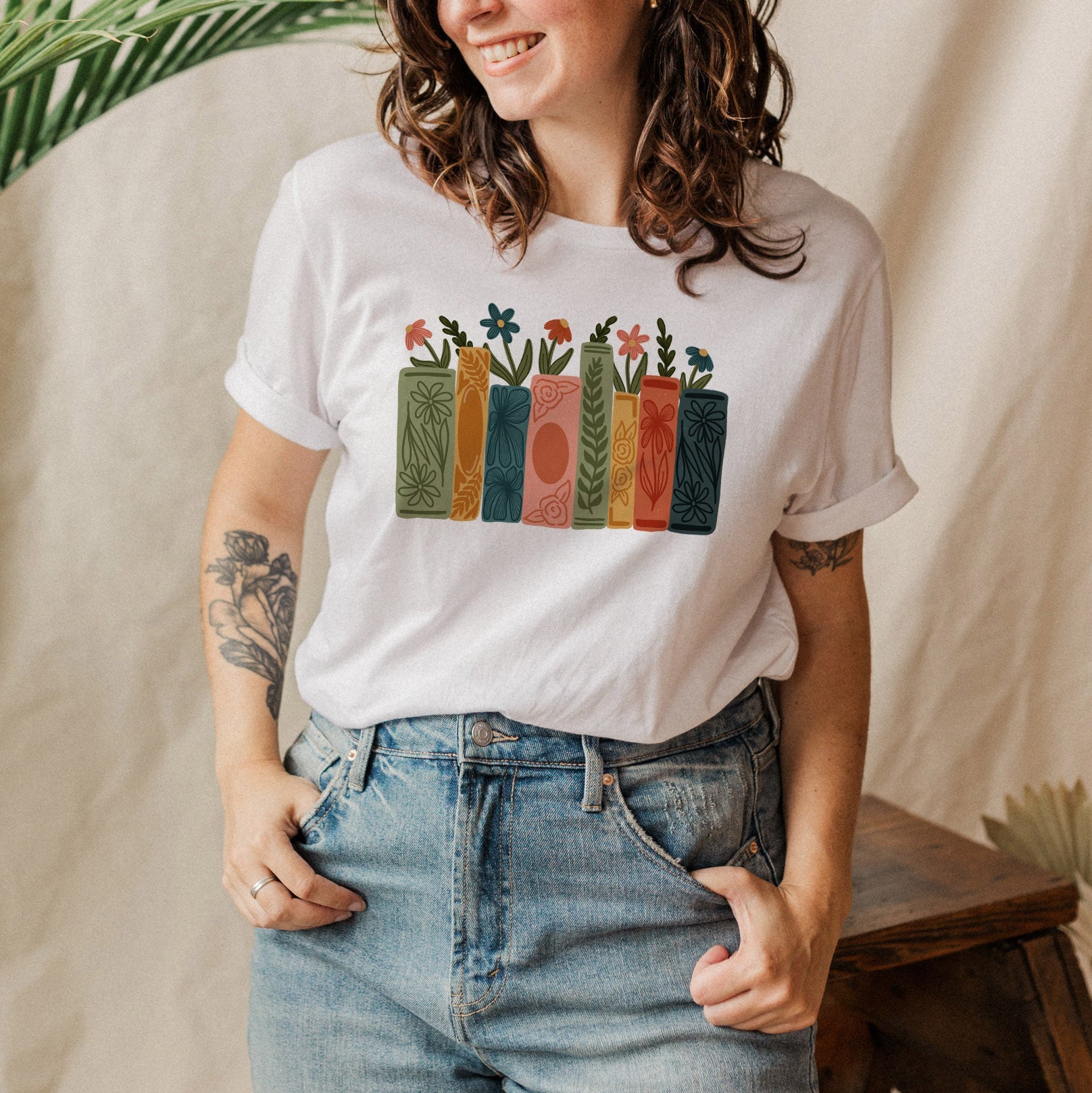 Floral Book Stack Tee