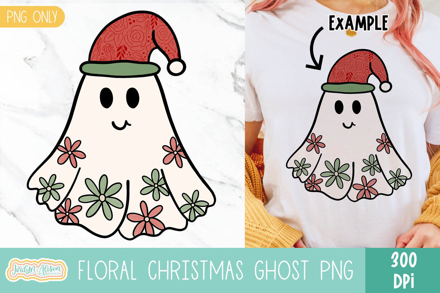 Floral Christmas Ghost Sublimation