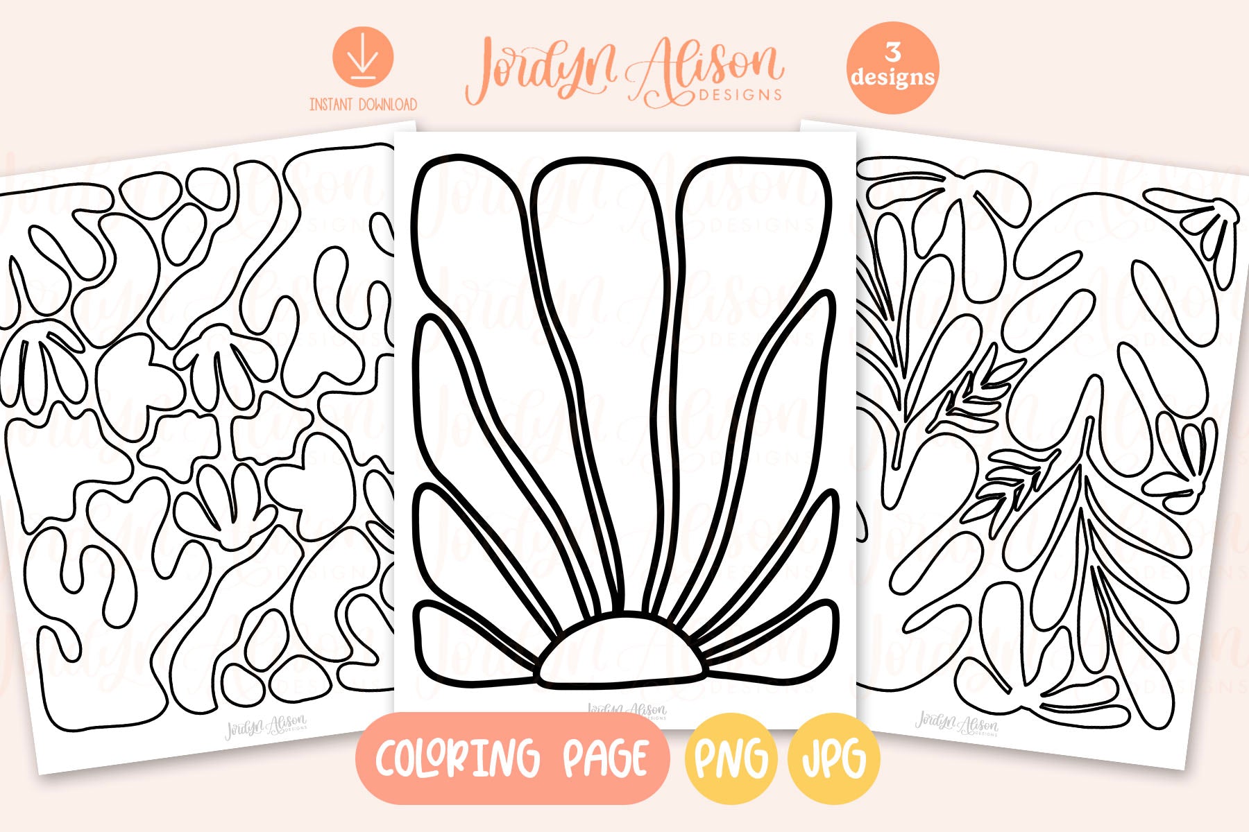 3 Flower Blobs Coloring Pages