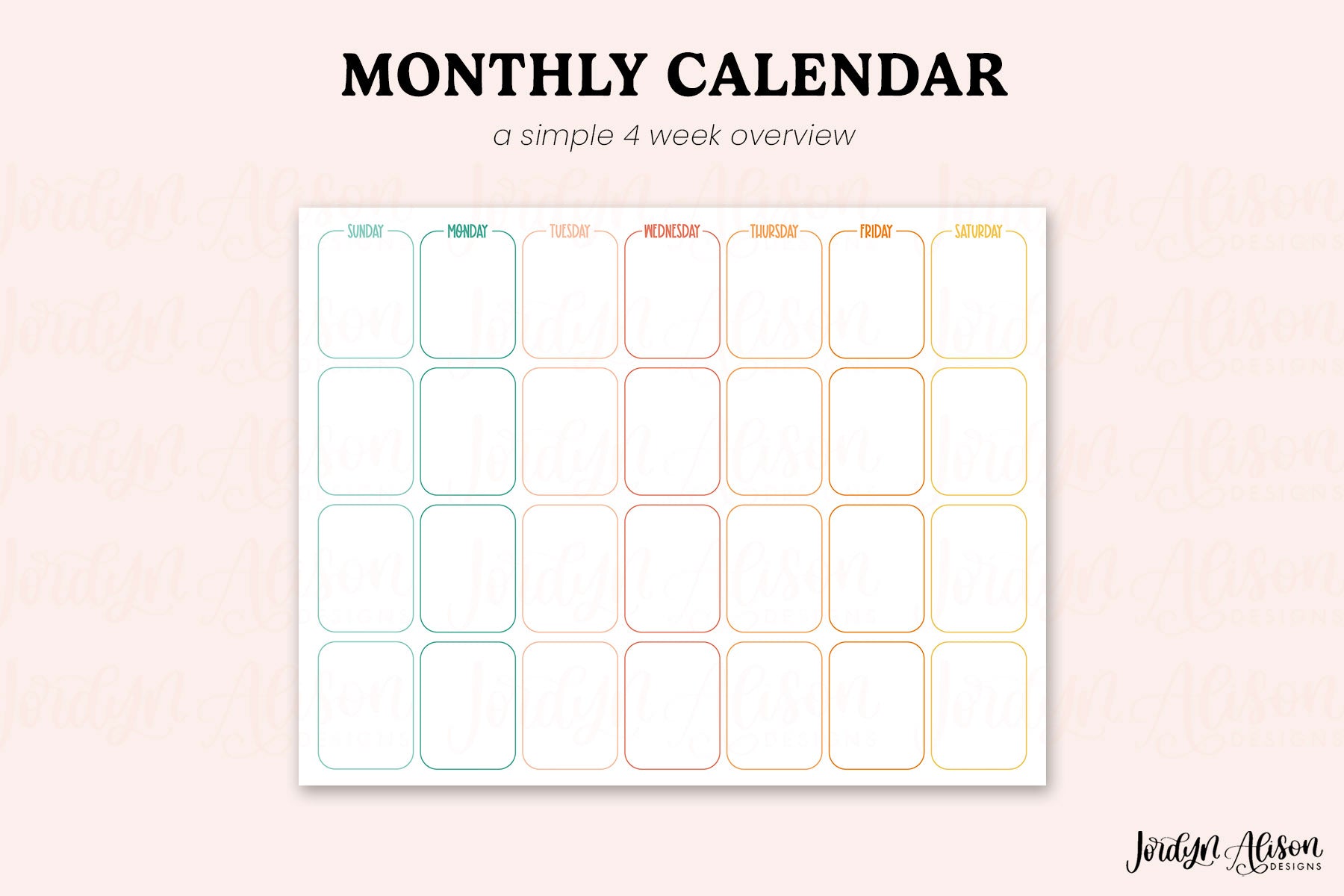 Free Monthly Calendar