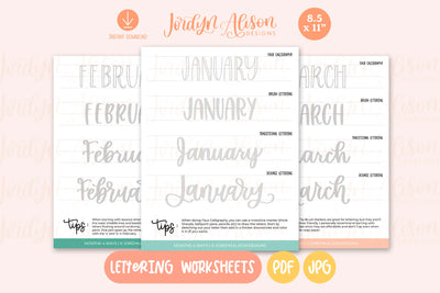 Months 4 Ways | Hand Lettering Practice Worksheet