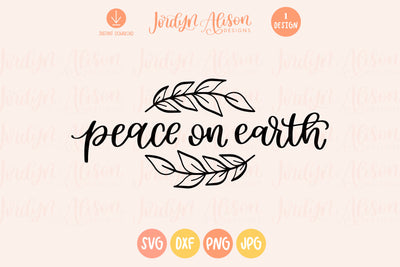 Peace on Earth Laurel Christmas SVG