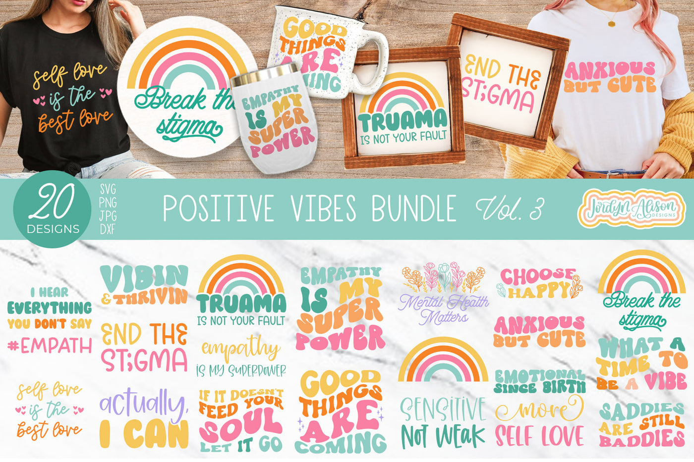 Positive Vibes SVG Bundle - Vol 3