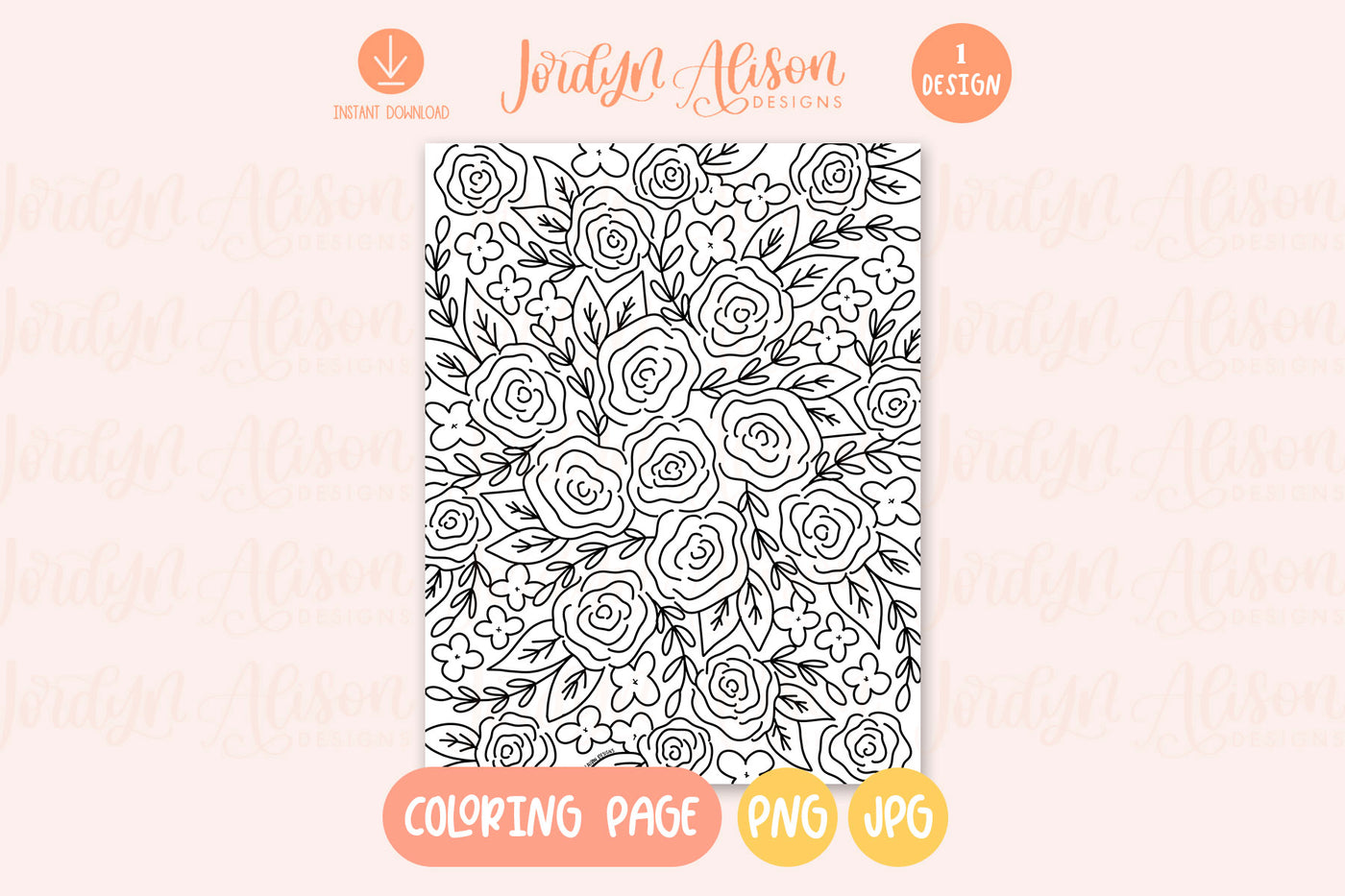 Roses Pattern Coloring Page
