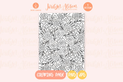 Roses Pattern Coloring Page
