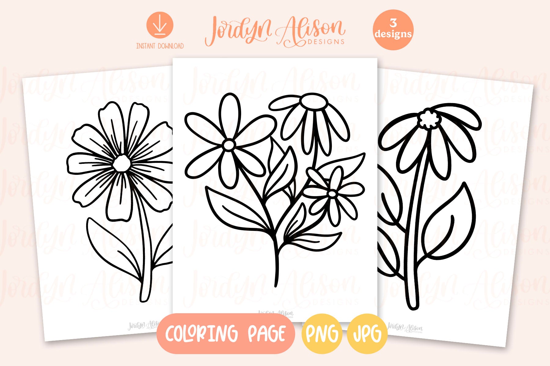 3 Floral Coloring Pages