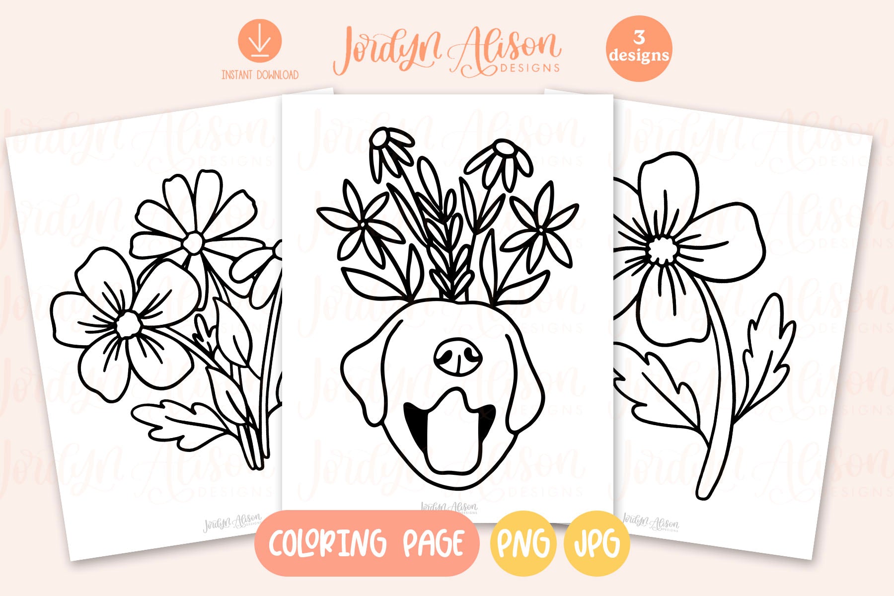 3 Floral Coloring Pages