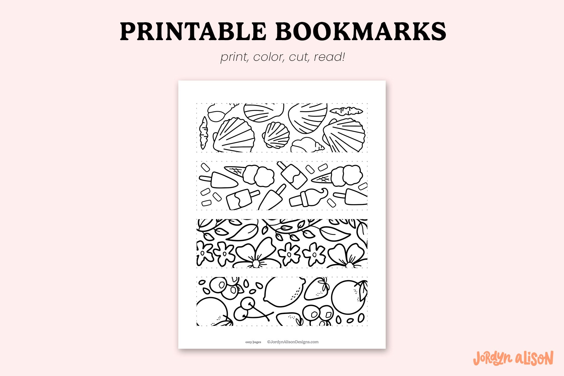Summer Coloring Bookmark Printable