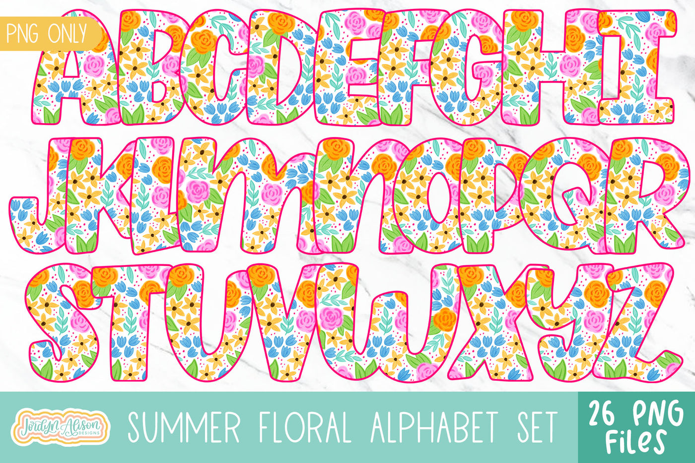 Summer Floral Alpha Set