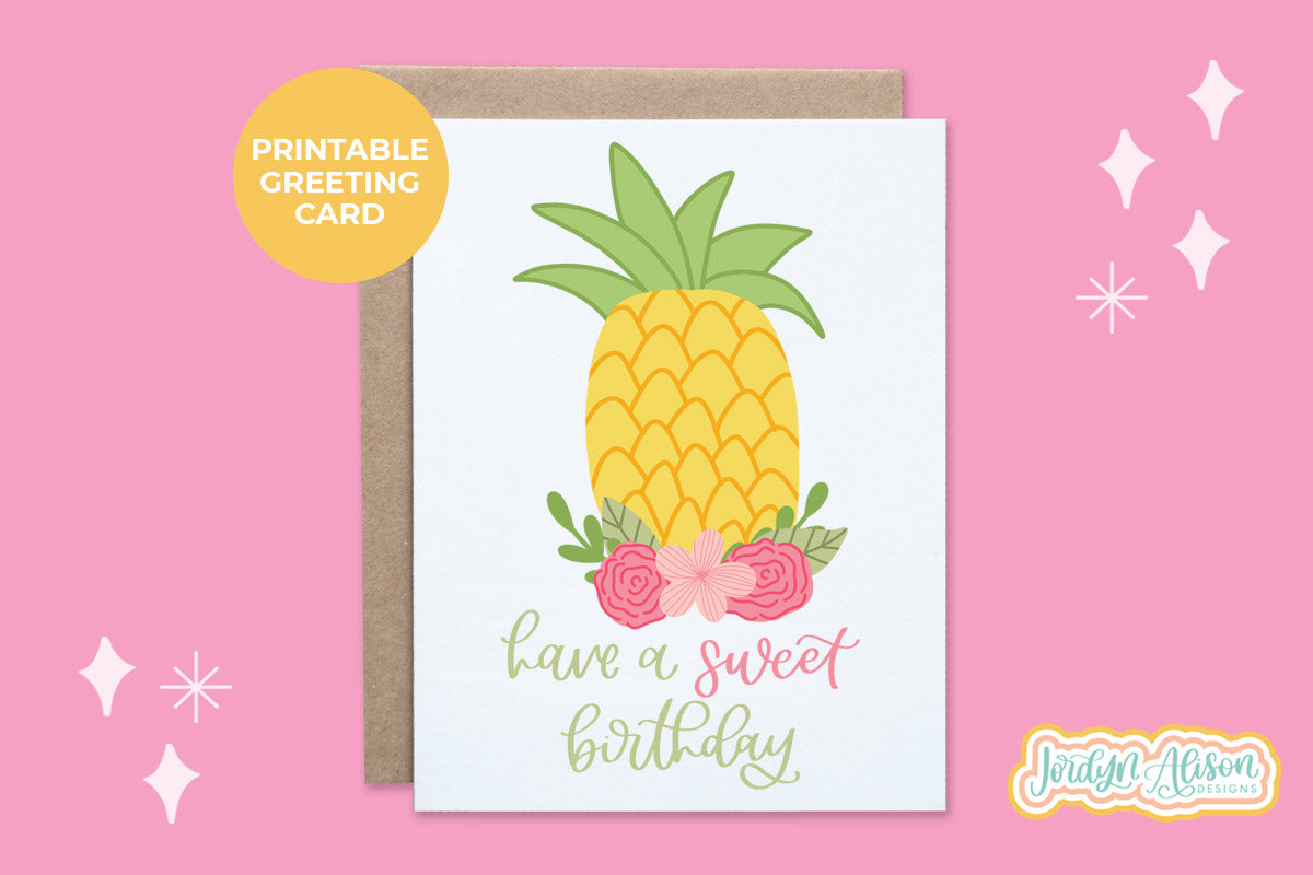 Sweet Birthday Pineapple Printable Card