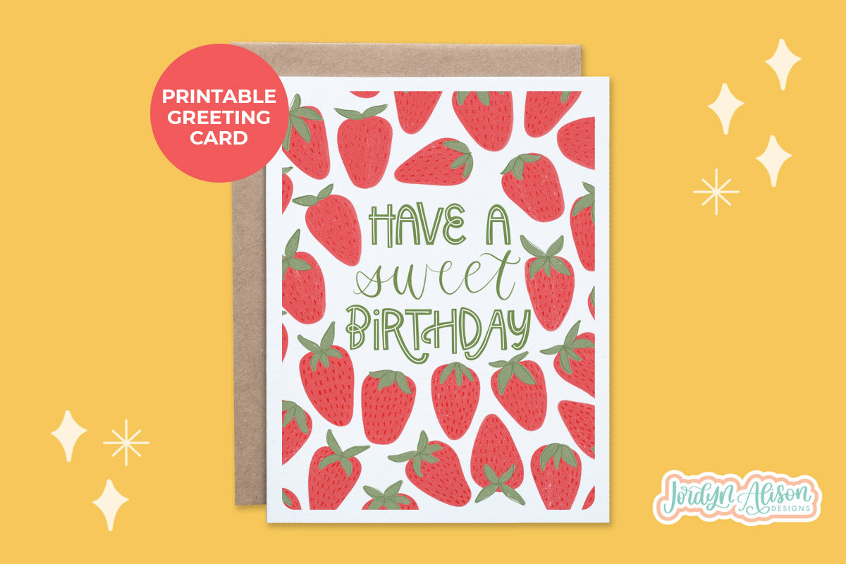 Strawberry Birthday Printable Card