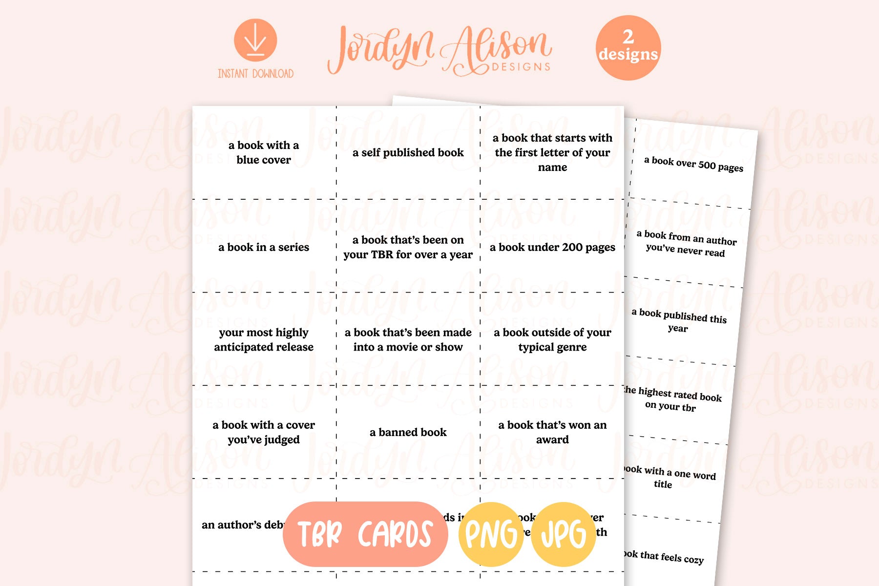 TBR Cards Printable