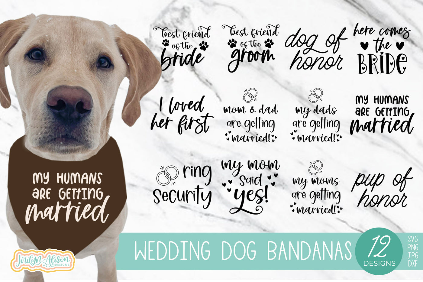 Wedding Dog Bandana SVGs