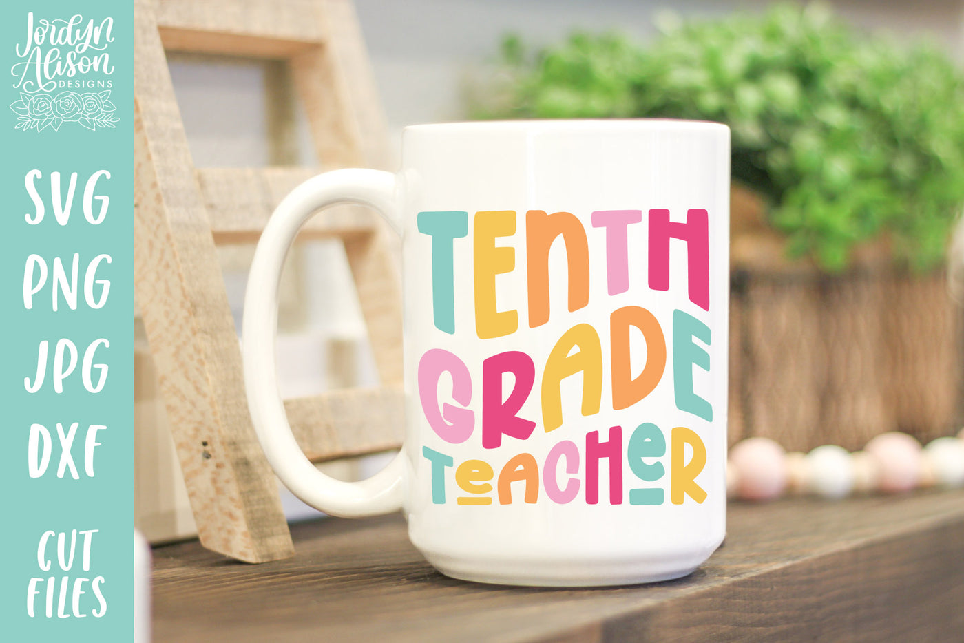 Tenth Grade Teacher SVG | Wavy Retro Teacher SVG