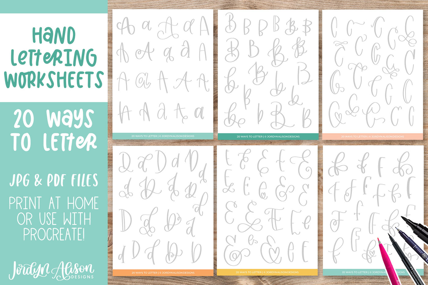 20 Ways to Letter | Hand Lettering Practice Worksheet