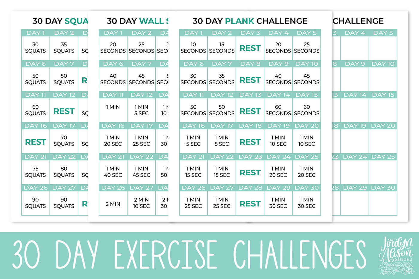 30 Day Exercise Challenge Printable Great for Beginners 30 Day Exercise Challenge Printable Great for Beginners
