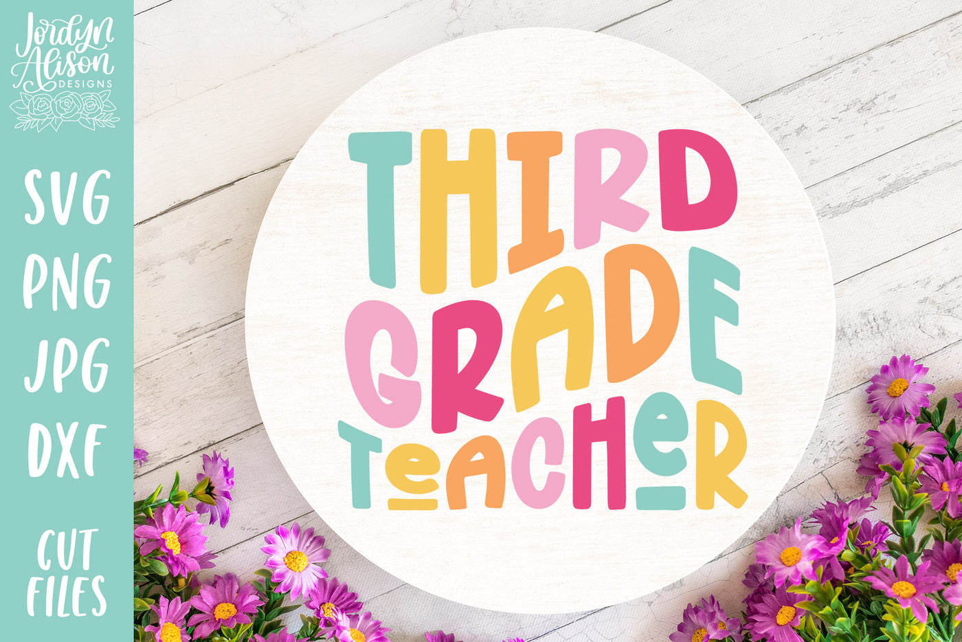Third Grade Teacher SVG | Wavy Retro Teacher SVG
