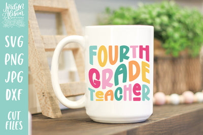 Fourth Grade Teacher SVG | Wavy Retro Teacher SVG