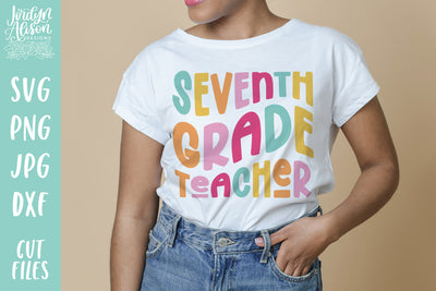 Seventh Grade Teacher SVG | Wavy Retro Teacher SVG