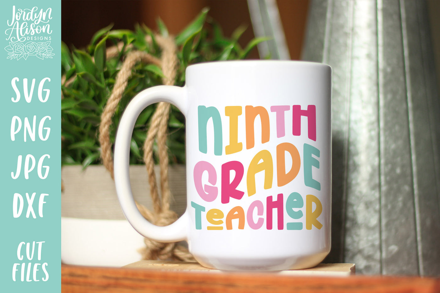 Ninth Grade Teacher SVG | Wavy Retro Teacher SVG