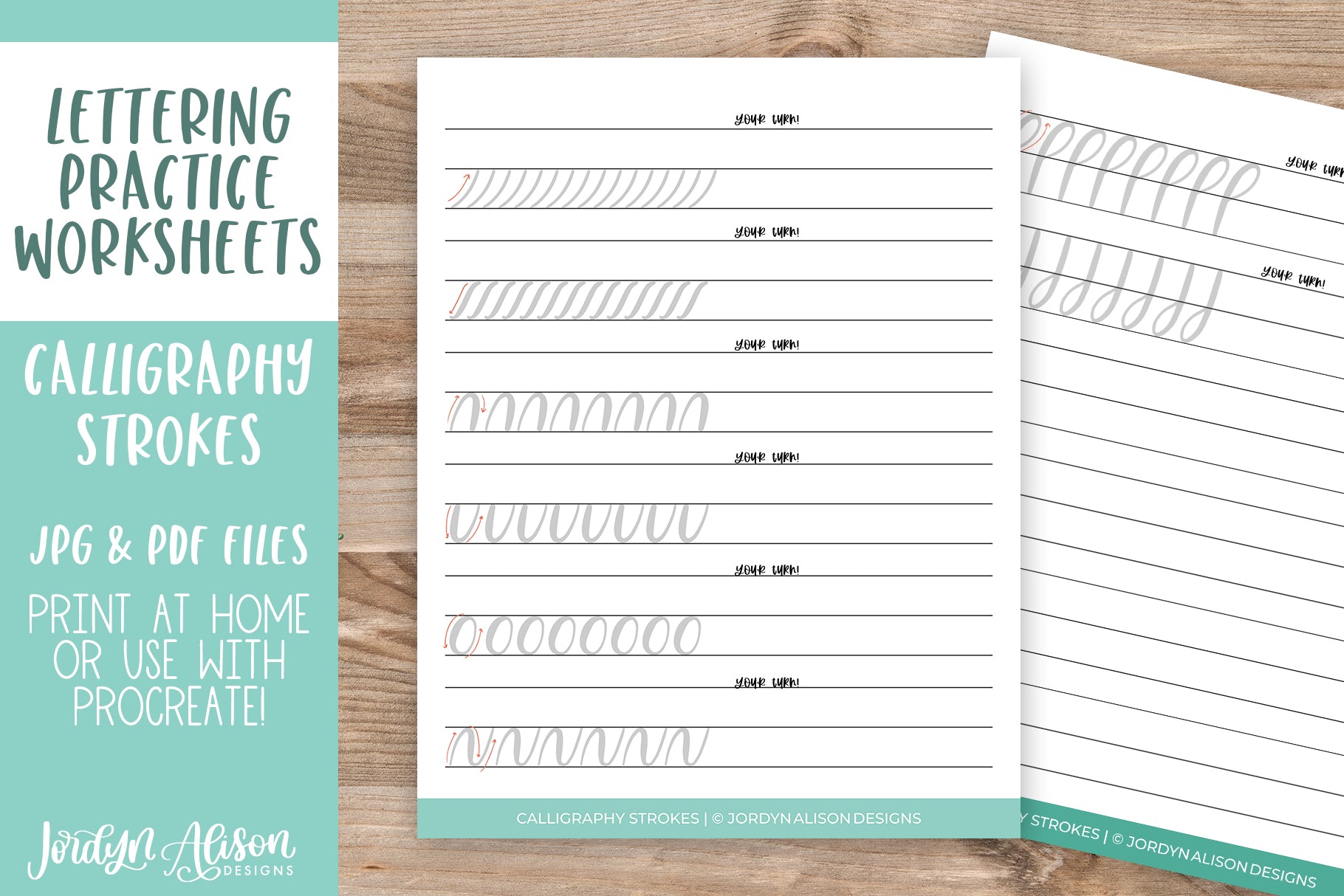 Calligraphy Strokes | Hand Lettering Practice Worksheet