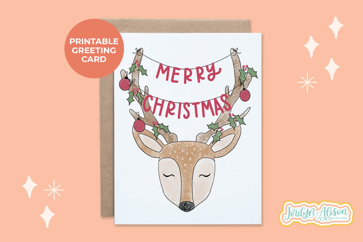 Christmas Reindeer Printable Card