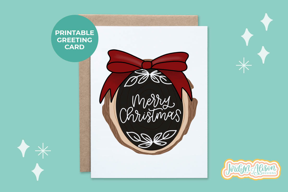 Christmas Wood Ornament Printable Card