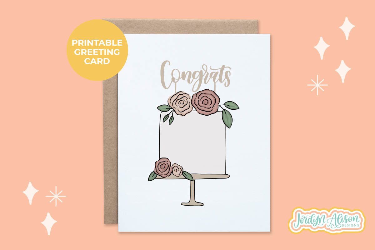 Congrats Cake Printable Card