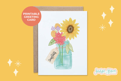 Congrats Floral Vase Printable Card