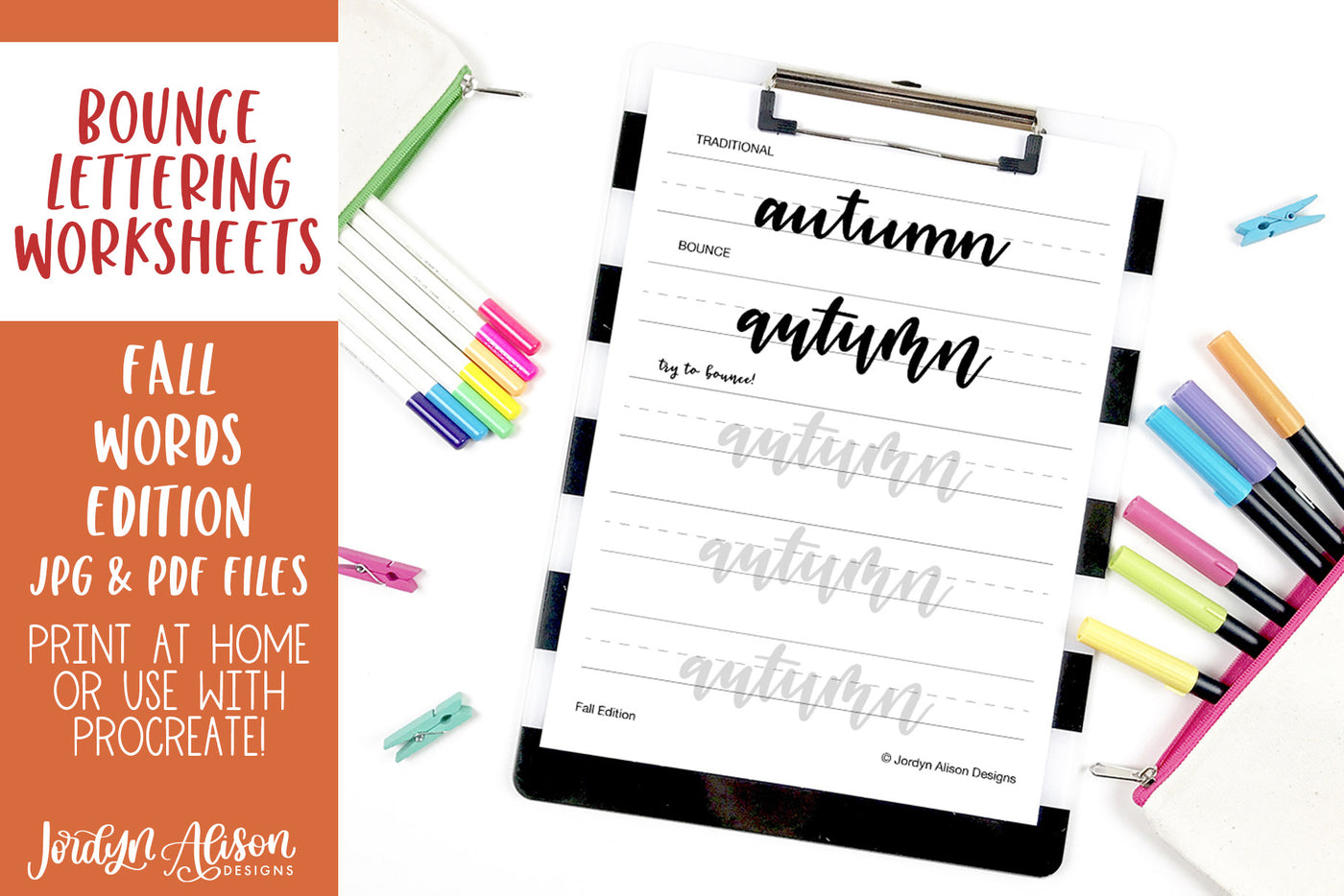 Fall Hand Lettering Worksheets | Printable Practice Sheets ...