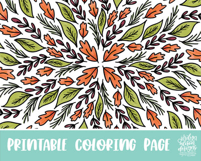 Fall Leaves Coloring Page - JordynAlisonDesigns